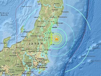 Động đất xảy ra ở khu vực từng có thảm hoạ hạt nhân hồi 2011. Ảnh: USGS