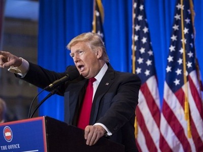 Tổng thống đắc cử Mỹ Donald Trump xuất hiện trong cuộc họp báo vào hôm qua. Ảnh:Washington Post