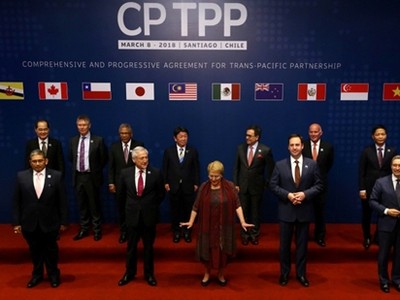 Đại diện các nước tham gia ký kết CPTPP tại Chile. Ảnh:Reuters