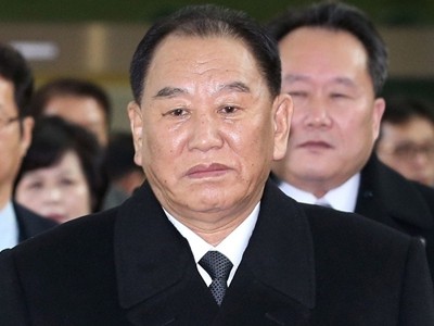 Kim Yong-chol đến Hàn Quốc hồi tháng hai. Ảnh:AFP.