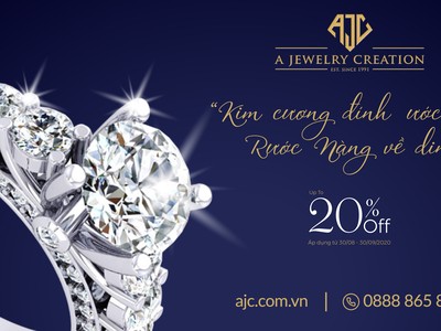AJC gửi tặng ưu đãi lên tới 20% cho các đơn hàng nhẫn cưới, trang sức kim cương và trang sức đá quý, trang sức Treasure by AJC