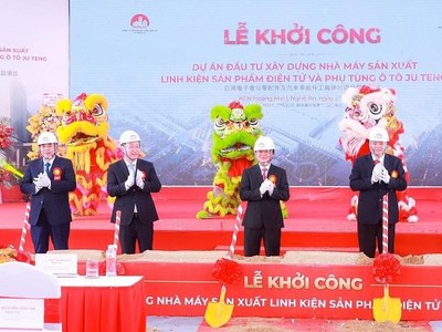 Nghệ An khởi công nhà máy Kl994 nhà cái bóng đá world cup linh kiện điện tử, phụ tùng ô tô 200 triệu USD