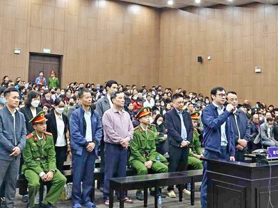 Các bị cáo trong vụ án liên quan tới các sai phạm xảy ra tại Kl994 game bài casino hấp dẫn Tân Hoàng Minh.