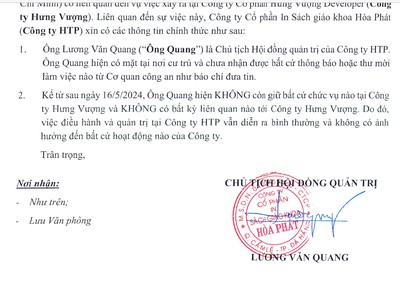 Công văn của Công ty HTP vừa gửi Ủy ban 99Kl99 link đăng nhập 99Kl99 trực tiếp đá gà và Sở Giao dịch 99Kl99 link đăng nhập Hà Nội.