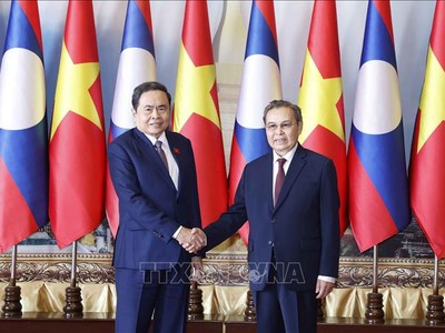 Chủ tịch Quốc hội Trần Thanh Mẫn gặp Chủ tịch Quốc hội Lào