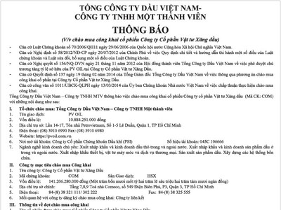 PVOil thông báo chào mua công khai KL99 là cổng game giải trí trực tuyến hàng đầu hiện nay COM
