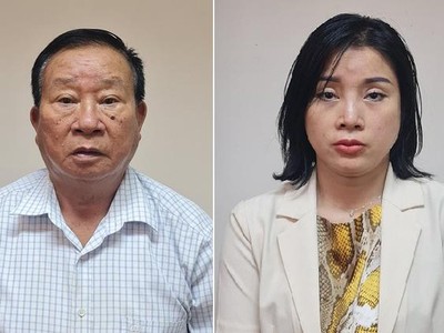 Hai bị can Phạm Huy Lập và Phạm Thị Kim Oanh. Ảnh: Bộ Công an. 