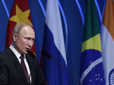 Tổng thống Nga Vladimir Putin tại Hội nghị BRICS. Ảnh: AP.