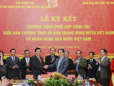 NHNN Ký kết phối hợp công tác với Ủy ban Trung ương MTTQ Việt Nam