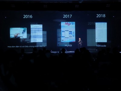 Bài thuyết trình của Tổng giám đốc VBI trình chiếu hologram
