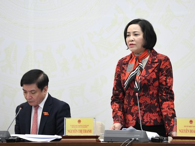 Trưởng ban Công tác đại biểu Nguyễn Thị Thanh trả lời câu hỏi của báo chí tại buổi họp báo chiều 3/1 (Ảnh: quochoi.vn)