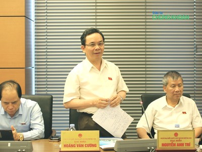 Đại biểu Quốc hội Hoàng Văn Cường thảo luận tại tổ chiều 19/6.