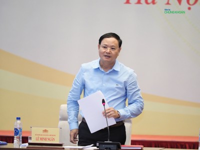 Thứ trưởng Bộ Tài nguyên và Môi trường Lê Minh Ngân phát biểu tại phiên họp (Ảnh: M.Minh)