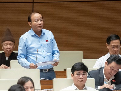 Đại biểu Quốc hội Lã Thanh Tân (đoàn Hải Phòng) thảo luận về dự thảo Luật Quy hoạch đô thị và nông thôn sáng 25/10 (Ảnh: quochoi.vn)