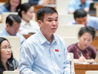 Đại biểu Hà Sỹ Huân (đoàn Bắc Kạn) phát biểu tại buổi thảo luận sáng 1/11
