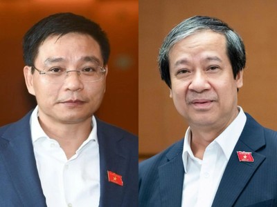 Bộ trưởng Bộ Kl991.com nạp rút nhanh Nguyễn Văn Thắng và Bộ trưởng Bộ Giáo dục và Đào tạo Nguyễn Kim Sơn (Ảnh: QH)