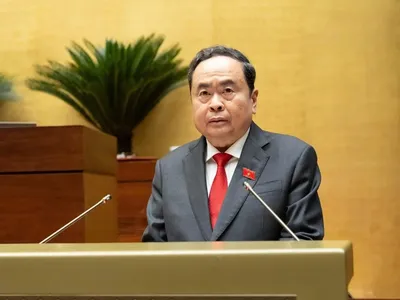 Chủ tịch Quốc hội khóa XV Trần Thanh Mẫn phát biểu khai mạc Kỳ họp thứ Nhất Quốc hội khoá XVI sáng 6/4 (Ảnh: Cổng TTĐT Quốc hội)