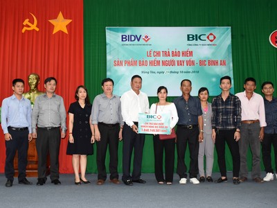 BIC chi trả hơn 1,6 tỷ đồng quyền lợi Kl99kl phiên bản hoạt động  cho khách hàng vay vốn tại BIDV Bà Rịa