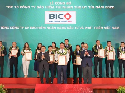 BIC lọt top 10 công ty Kl99kl phiên bản hoạt động phi nhân thọ uy tín nhất Việt Nam năm 2022