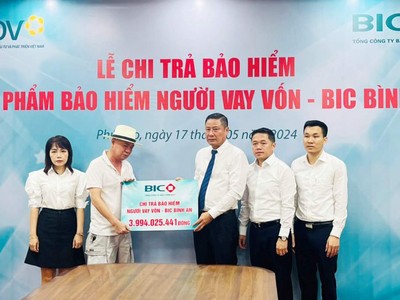BIC chi trả gần 4 tỷ đồng quyền lợi Kl99kl phiên bản hoạt động BIC Bình An cho khách hàng tại BIDV Phú Thọ