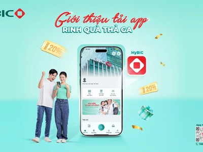 BIC tặng voucher giảm 20% phí Kl99kl phiên bản hoạt động cho khách hàng giới thiệu tải app MyBIC
