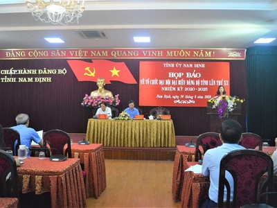 Đại hội đại biểu Đảng bộ tỉnh Nam Định lần thứ XX sẽ diễn ra từ ngày 23 đến ngày 26-9, tại Nhà văn hóa Trung tâm 3-2.