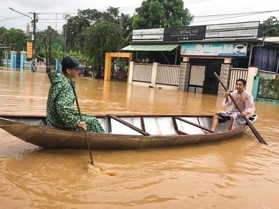 Nước lũ trên địa bàn huyện Đại Lộc, tỉnh Quảng Nam đang dâng cao.