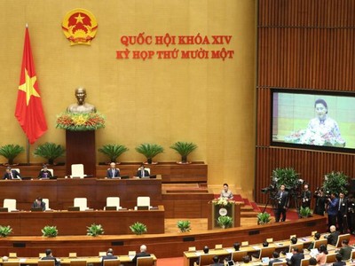 Chủ tịch Quốc hội Nguyễn Thị Kim Ngân phát biểu khai mạc kỳ họp thứ 11 (Ảnh Duy Linh) 