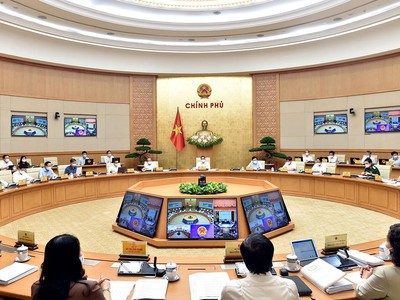 Thủ tướng Phạm Minh Chính chủ trì phiên họp Kl993 ưu đãi thưởng hấp dẫn thường kỳ tháng 5/2021 (Ảnh: Nhật Bắc)