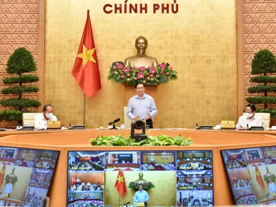 Thủ tướng Kl993 ưu đãi thưởng hấp dẫn Phạm Minh Chính phát biểu kết luận tại cuộc họp trực tuyến về phòng, chống dịch COVID-19 (Ảnh: Nhật Bắc)
