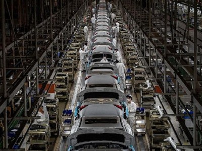 Dây chuyền lắp ráp ô tô trong nhà máy Dongfeng Honda, thành phố Vũ Hán, Trung Quốc. Ảnh: AFP