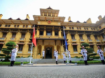 Lễ thượng cờ ASEAN năm 2019 tại trụ sở Bộ Ngoại giao (Ảnh: Nhật Bắc)