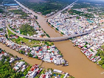 Thành phố Ngã Bảy, tỉnh Hậu Giang nhìn từ trên cao. Ảnh: Lý Anh Lam. Nguồn: Báo Hậu Giang