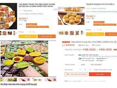 Bánh trung thu được chào bán trên mạng với đủ loại giá