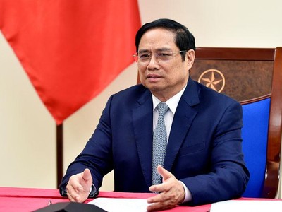 Thủ tướng Phạm Minh Chính điện đàm với Đặc phái viên của Tổng thống Hoa Kỳ về Biến đổi khí hậu John Kerry (Ảnh: Nhật Bắc)