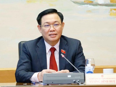 Chủ tịch Quốc hội Vương Đình Huệ phát biểu tại tổ.