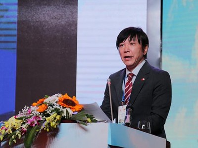 Ông Nakajima Takeo, Trưởng đại diện JETRO Hà Nội, phát biểu tại hội nghị