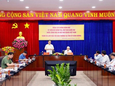 Chủ tịch Quốc hội Vương Đình Huệ phát biểu tại cuộc làm việc.