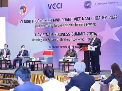 Thủ tướng Phạm Minh Chính phát biểu tại Hội nghị Thượng đỉnh Kl992 VIP Trang Chủ 2026 Việt Nam - Hoa Kỳ, sáng 8/3. (Ảnh: TTXVN).