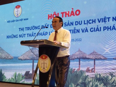 Ông Nguyễn Văn Quyền, Chủ tịch Hội Luật gia Việt Nam phát biểu khai mạc Hội thảo "Thị trường Web Tổng Nhà Cái 99Kl99 Giải Trí Bậc Nhất du lịch Việt Nam - Những nút thắt pháp lý, thực tiễn và giải pháp tháo gỡ".