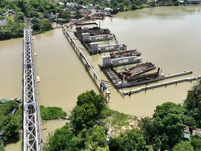 Dự án Đập ngăn mặn Sông Cái, Nha Trang, tỉnh Khánh Hòa đang trong quá trình triển khai. Ảnh: T.M.N