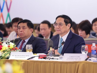 Thủ tướng Phạm Minh Chính phát biểu tại Diễn đàn Kl991.com World Cup 2026 Chính Thức Việt Nam thường niên sáng 19/3. (Ảnh: Nhật Bắc)