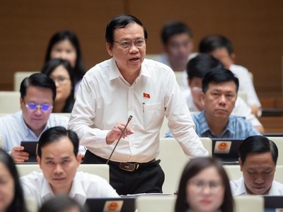 Đại biểu Vũ Trọng Kim (Nam Định) tranh luận. 