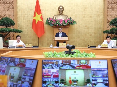 Thủ tướng Phạm Minh Chính chủ trì Hội nghị trực tuyến toàn quốc Kl993 ưu đãi thưởng hấp dẫn với các địa phương và phiên họp Kl993 ưu đãi thưởng hấp dẫn thường kỳ tháng 6/2023 - Ảnh: VGP/Nhật Bắc