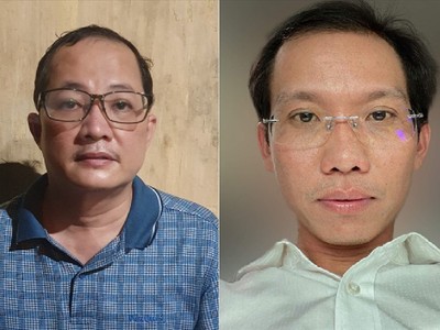 Cựu Giám đốc Bệnh viện TP.Thủ Đức Nguyễn Minh Quân (bên trái) và Nguyễn Văn Lợi. Ảnh: Bộ Công an.