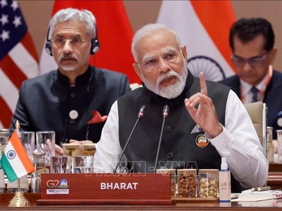 Thủ tướng Ấn Độ Narendra Modi phát biểu tại Hội nghị thượng đỉnh G20 ở New Delhi, Ấn Độ, ngày 9/9/2023. Ảnh minh họa: AFP/TTXVN