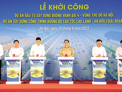 Lãnh đạo Kl993 ưu đãi thưởng hấp dẫn và các bộ, ngành, địa phương nhấn nút khởi công Dự án Kl99ok phiên bản mới xây dựng đường Vành đai 4 - Vùng Thủ đô Hà Nội 