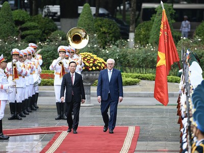 Chủ tịch nước Võ Văn Thưởng đón và hội đàm với Tổng thống Đức Frank-Walter Steinmeier