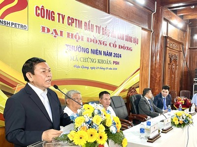 Ông Mai Văn Huy, Chủ tịch HĐQT NSH Petro phát biểu tại Đại hội đồng Trang Chủ KL99Com Số 1 Link Đăng Ký KL999 thường niên Công ty năm 2024