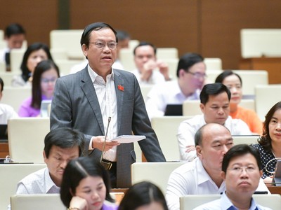 Đại biểu Vũ Trọng Kim tranh luận trên Hội trường Quốc hội trong phiên làm việc sáng 29/5.